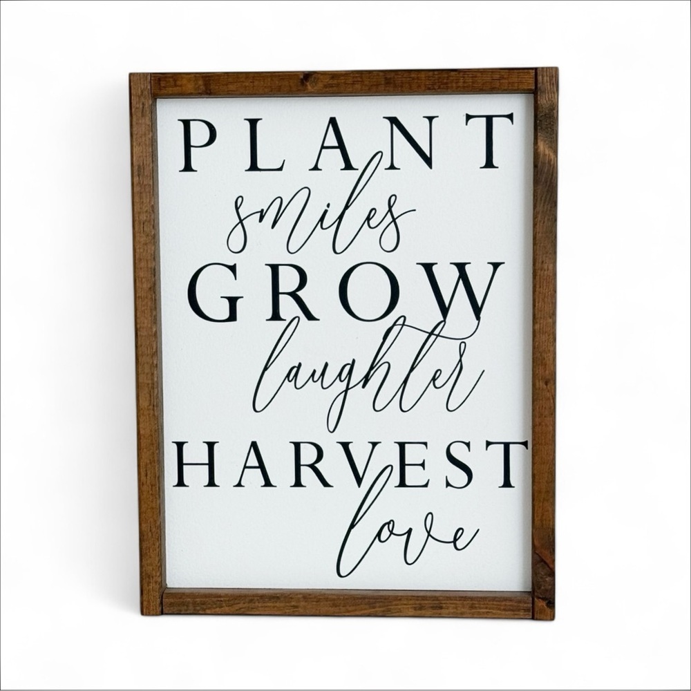 Plant Smiles Grow Laughter Harvest Love Wood Decoration Sign for Home